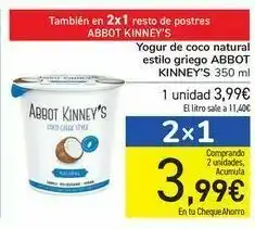 Carrefour Yogur de coco natural estilo griego abbot kinney's oferta