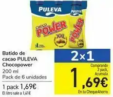 Carrefour Batido de cacao puleva chocopower oferta