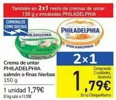Carrefour Crema de untar philadelphia salmón o finas hierbas oferta