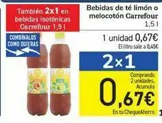 Carrefour Bebidas de té limón o melocotón carrefour oferta