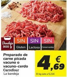 Carrefour Preparado de carne picada vacuno o vacuno-cerdo carrefour oferta