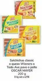 Carrefour Salchichas classic o queso wieners o todo ave pavo o pollo oscar mayer oferta