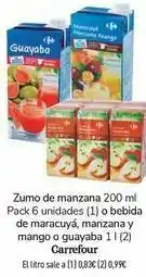 Carrefour Zumo de manzana o bebida de maracuyá, manzana y mango o guayaba carrefour oferta