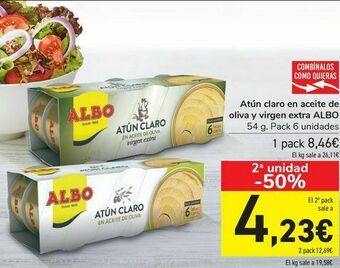 Carrefour Atún claro en aceite de oliva virgen extra albo oferta