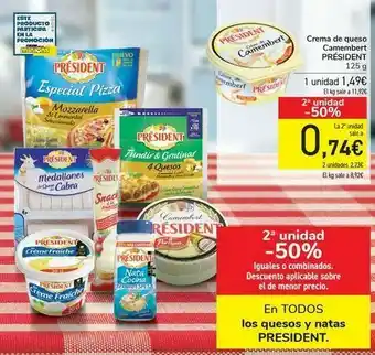 Carrefour En todos los quesos y natas president oferta