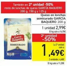 Carrefour Queso en lonchas semicurado garcía baquero oferta