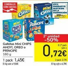 Carrefour Galletas mini chips ahoy! oreo o príncipe oferta