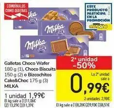 Carrefour Galletas choco wafer, choco biscuits o bizcochitos cake&choc milka oferta