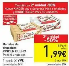 Carrefour Barritas de chocolate kinder bueno oferta