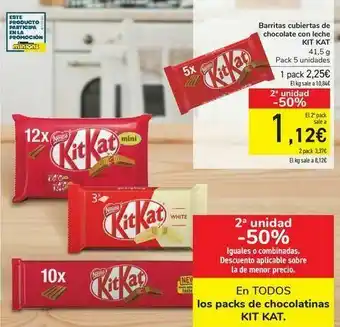 Carrefour En todos los packs de chocolatinas kit kat oferta