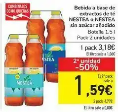 Carrefour Bebida a base de extractos de té nestea o nestea sin azúcar añadido oferta