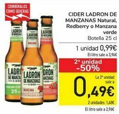 Carrefour Cider ladron de manzanas natural redberry o manzana verde oferta