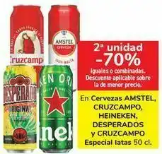 Carrefour En cerveza amstel, cruzcampo, heineken, desperados y cruzcampos especial latas oferta