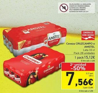 Carrefour Cerveza cruzcampo o amstel oferta