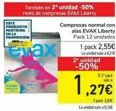 Carrefour Compresas normal con alas evax liberty oferta