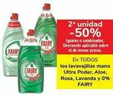 Carrefour En todos los lavavajillas mano ultra poder, aloe, rosa, lavanda y 0% fairy oferta
