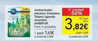 Carrefour Ambientador eléctrico 3volution tatami japonés recambio ambipur oferta