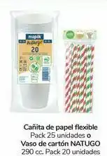 Carrefour Cañita de papel flexible vaso de cartón natugo oferta