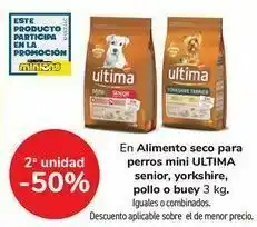 Carrefour En alimento seco para perros mini ultima senior, yorkshire, pollo o buey oferta