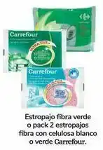 Carrefour Estropajo fibra verde o pack 2 estropajos fibra con celulosa blanco o verde carrefour oferta