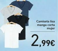 Carrefour Camiseta lisa manga corta mujer oferta