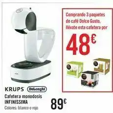 Carrefour Krups delonghi cafetera monodosis infinissima oferta