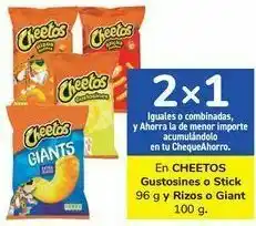 En cheetos gustosines o stick y rizos o giant