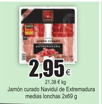 FROIZ Jamón curado Navidul de Extremadura media lonchas 2 x 69g oferta