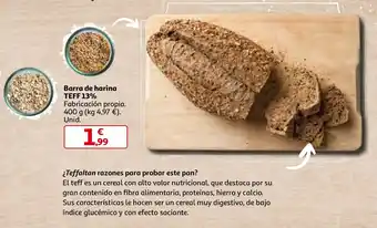 Alcampo Barra de harina TEFF 13% 400 g oferta