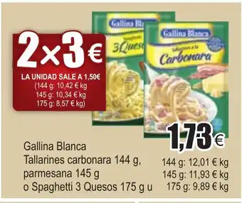 FROIZ Gallina Blanca Tallarines carbonara 144g parmesana 145g o Spaghetti 3 Quesos 175g oferta