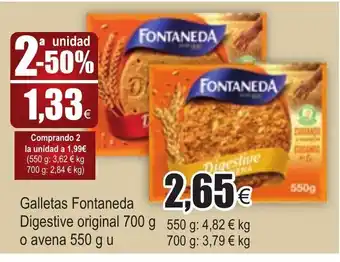 FROIZ Galletas Fontaneda Digestive original 700g o avena 550g u oferta