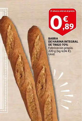 Alcampo Barra de Harina Integral de Trigo 70% 220 g oferta