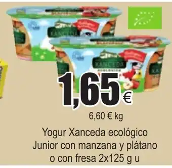 FROIZ Yogur Xanceda ecológico Junior con manzana y plátano o con fresa 2 x 125g u oferta