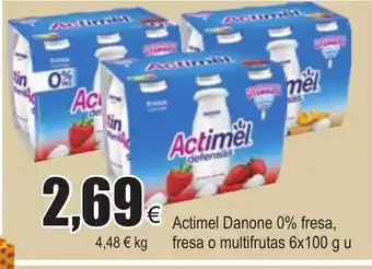 FROIZ Actimel Danone 0% fresa, fresa o multifrutas 6 x 100g u oferta