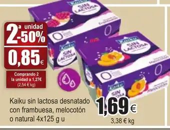 FROIZ Kaiku sin lactosa desnatado con frambuesa, melocotón o natural 4 x 125g u oferta