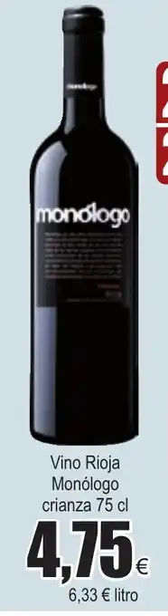 FROIZ Vino Roja Monólogo crianza 75cl oferta