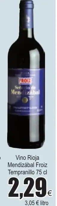 FROIZ Vino Roja Mendizábal Froiz Tempranillo 75cl oferta