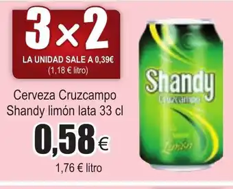 Cerveza Cruzcampo Shandy limon lata 33cl