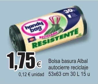 Bolsa basura Albal autocierre reciclaje 53x63cm