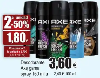 FROIZ Axe Desodorante gama spray 150ml u oferta