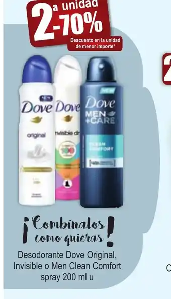 FROIZ desodorante Dove Original Invisible o Men Clean Comfort spary 200ml u oferta