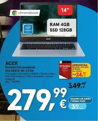 Worten Acer Portátil Chromebook 314 Cb314-1h-c91w oferta