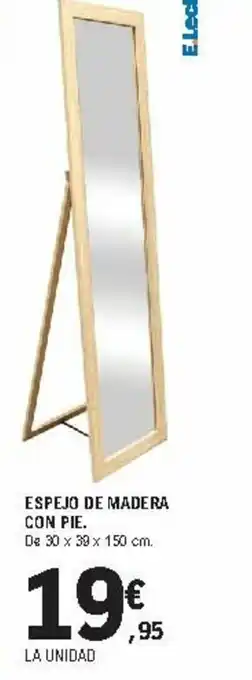 E.Leclerc Espejo De Madera Con Pie 30x39x150cm oferta