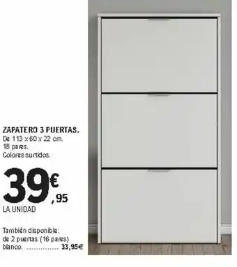 E.Leclerc Zapatera 3 Puertas 113x60x22cm oferta