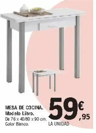 E.Leclerc Mesa De Cocina 76x40/80x90cm oferta