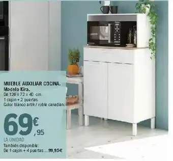 E.Leclerc Mueble Auxiliar Cocina 126x72x40cm oferta