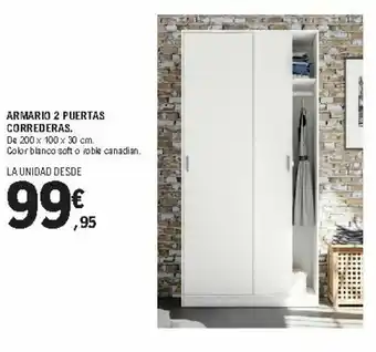 E.Leclerc Armario 2 Puertas Correderas 200x100x30cm oferta
