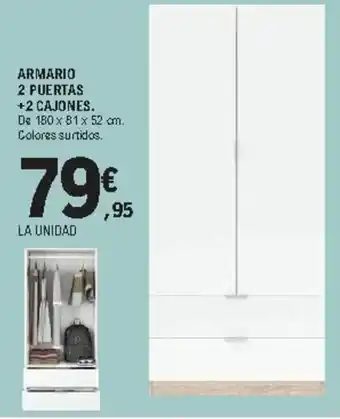 E.Leclerc Armario 2 Puertas + 2 Cajones 180x81x52 cm oferta