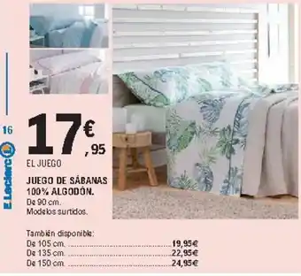 E.Leclerc Juego De Sábanas 100% algodón oferta