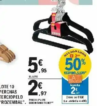 E.Leclerc Lote 10 Perchas Terciopelo Rozembal oferta